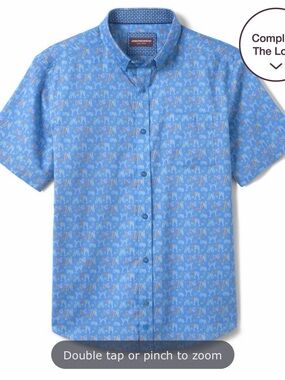 Men’s Johnston Murphy Cotton Blend Short Sleeve Button Down Size Large
